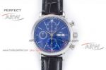 Perfect Replica IWC Portofino Blue Dial Black Leather Band Swiss Copy Watches 